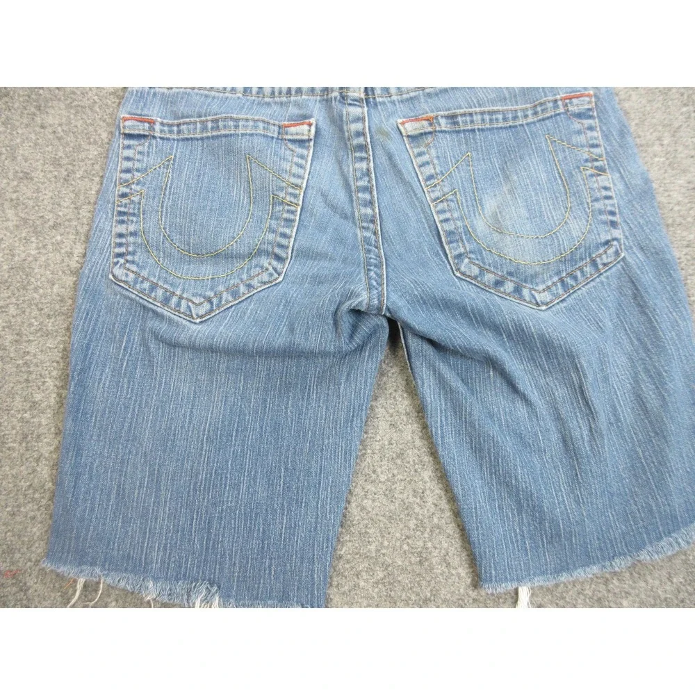 True Religion Jean Shorts Jorts‎ Mens 32 Blue Logan Denim Cutoff Light Wash